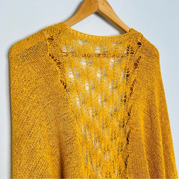 Anthropologie Mustard Yellow Crochet Open-Front Loose-Fit Cardigan. One Size. - Picture 8 of 12